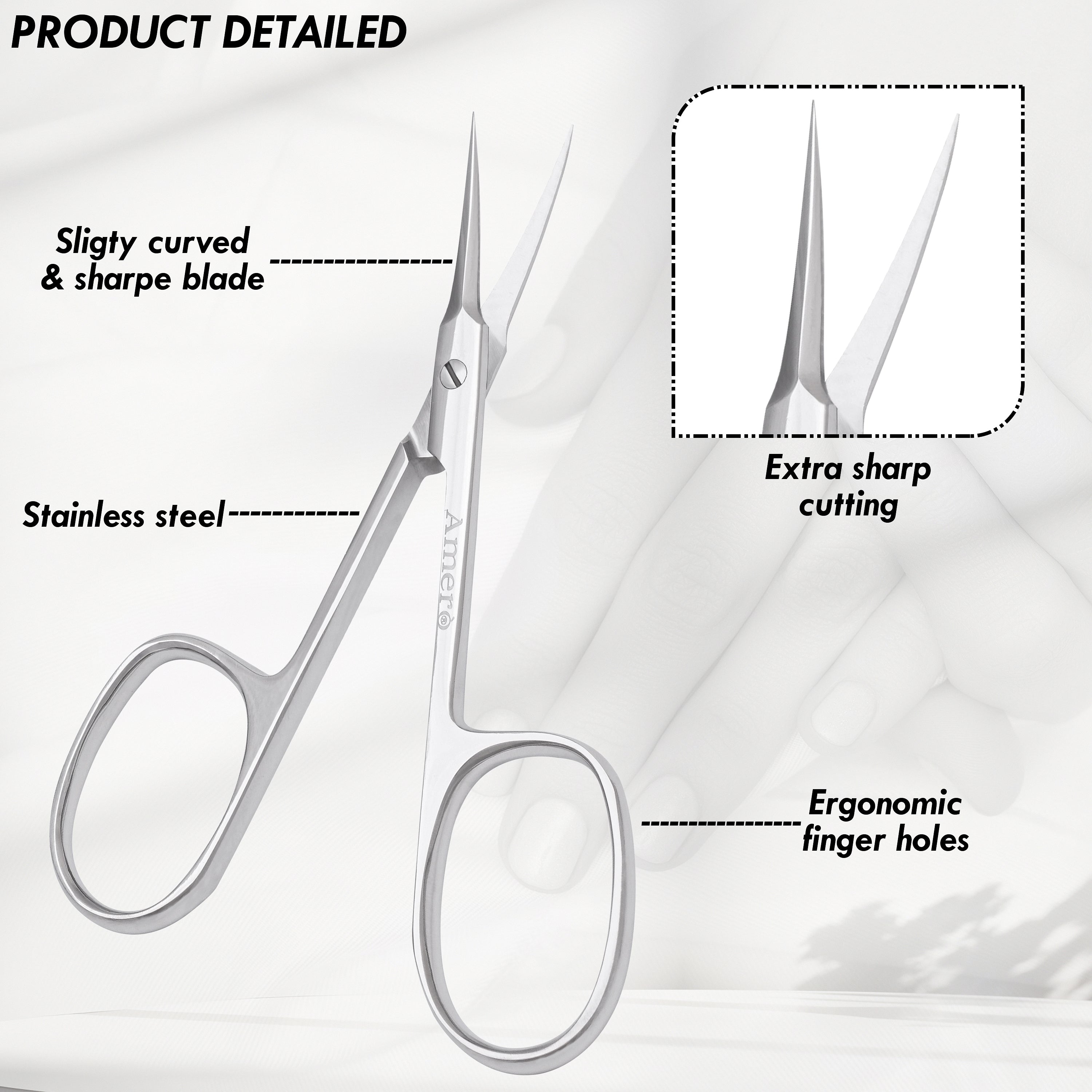 Stainless Steel Cuticle Scissors – Precision Nail Scissors for Manicure & Pedicure, Professional Grooming Tool for Cuticle Care