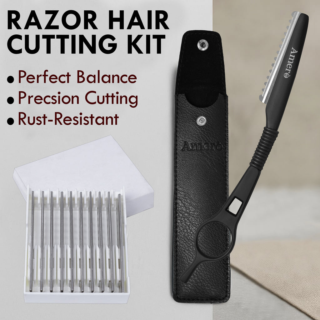 Hair Thinning Razor with Cartridges – Professional Styling Razor Comb for Hair Texturizing, Layering & Barber Use