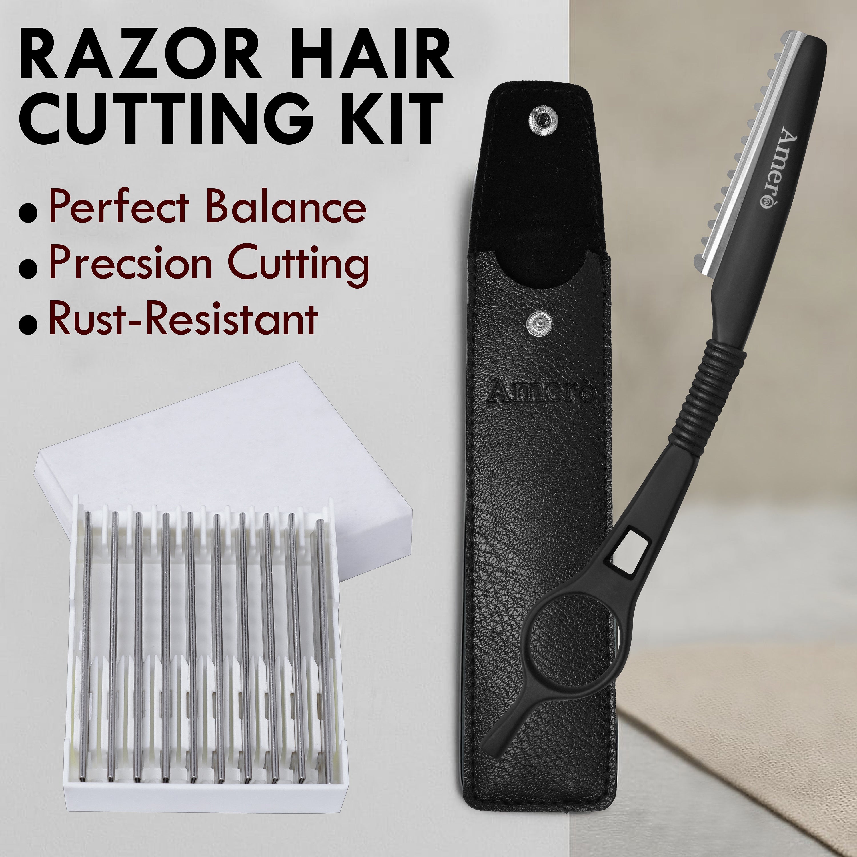 Hair Thinning Razor with Cartridges – Professional Styling Razor Comb for Hair Texturizing, Layering & Barber Use