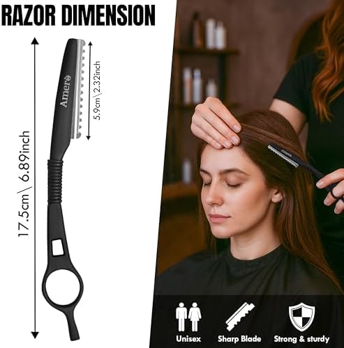 Hair Thinning Razor with Cartridges – Professional Styling Razor Comb for Hair Texturizing, Layering & Barber Use