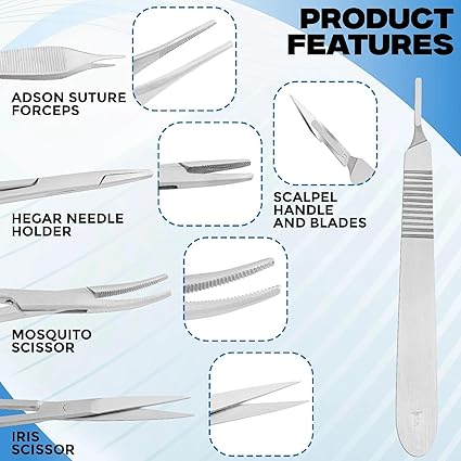 AmerÒ Complete Suture Practice Kit – Durable Suturing Pad with Pre-Cut Wounds, Tools & Suture Threads – Perfect for Students, Trainees & Skill Practice