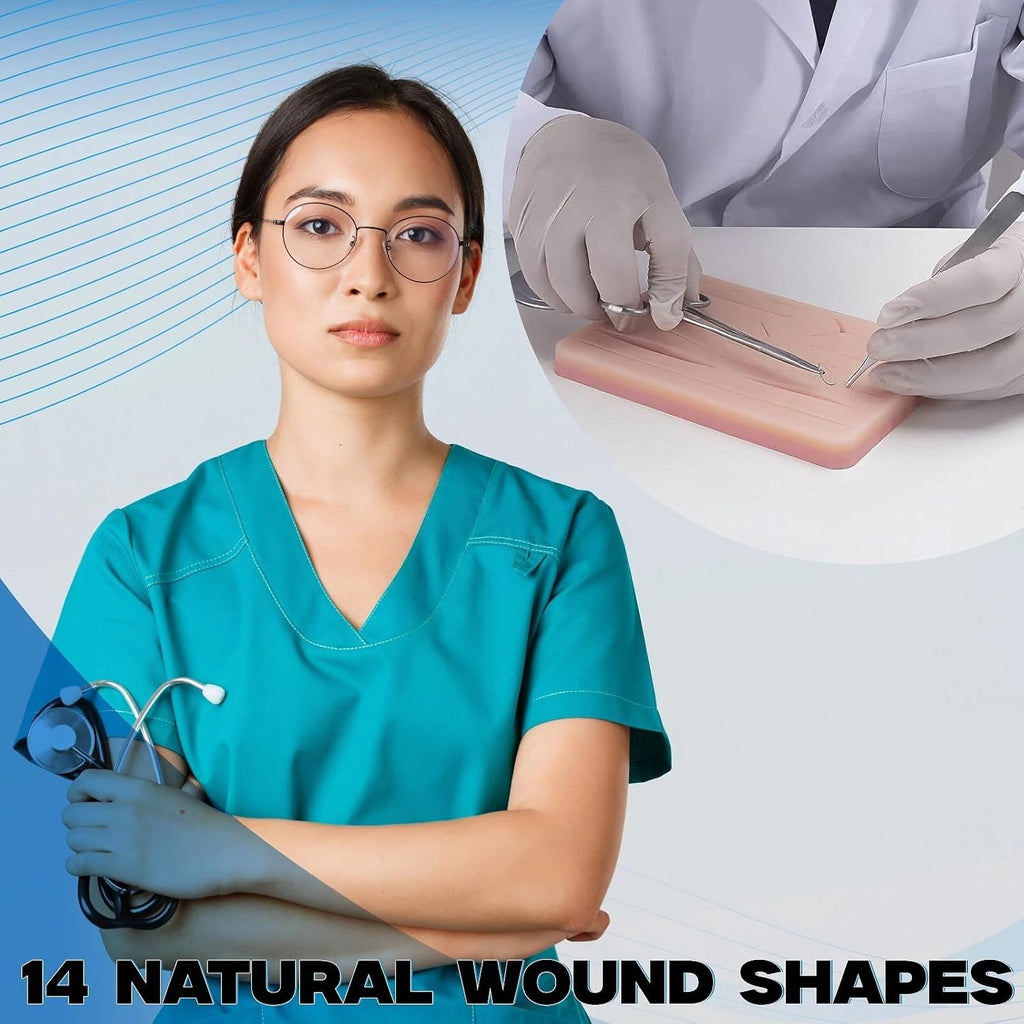 AmerÒ Complete Suture Practice Kit – Durable Suturing Pad with Pre-Cut Wounds, Tools & Suture Threads – Perfect for Students, Trainees & Skill Practice