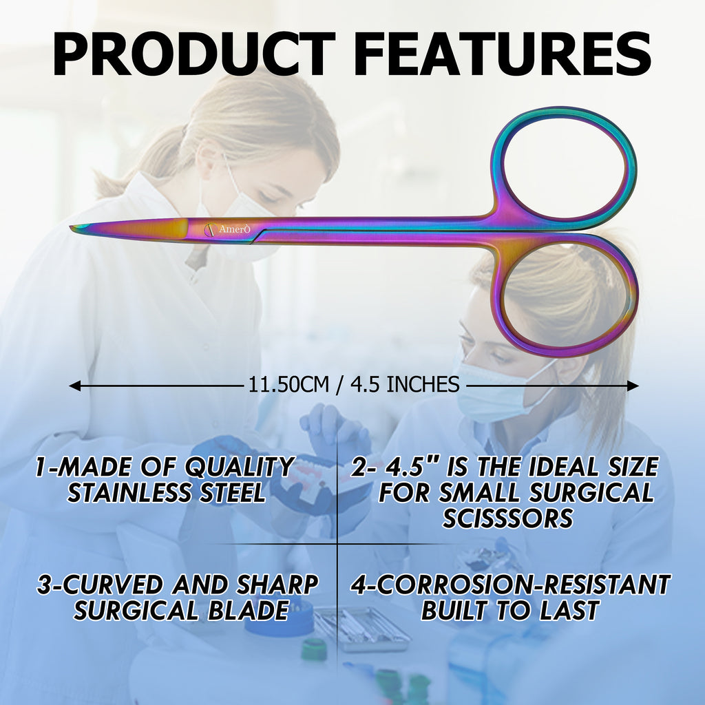 Stainless Steel Stitch Scissors with Hook – Precision Suture Removal Scissors for Medical, EMS & First Aid