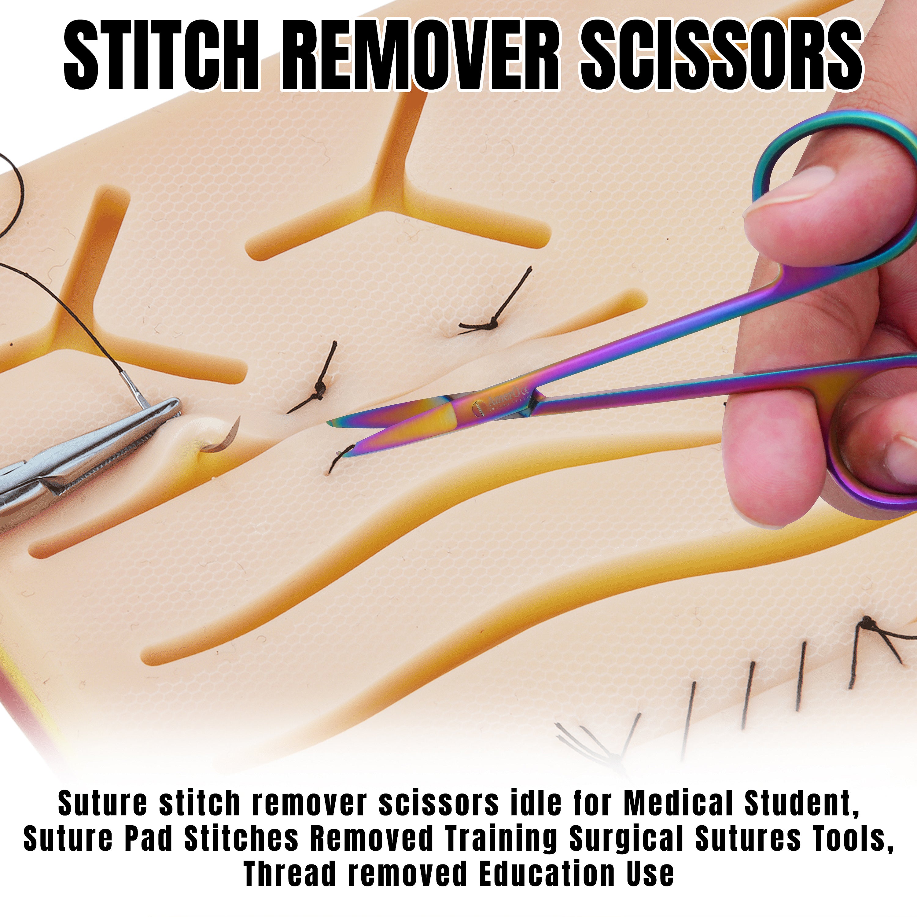 Stainless Steel Stitch Scissors with Hook – Precision Suture Removal Scissors for Medical, EMS & First Aid