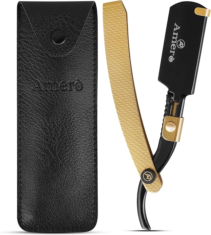 Cut-Throat Razor Straight Edge – Professional Stainless Steel Full Barber Razor holder for Beard, Moustache & Hairline Shaping – Premium Barber Tool & Grooming Accessory
