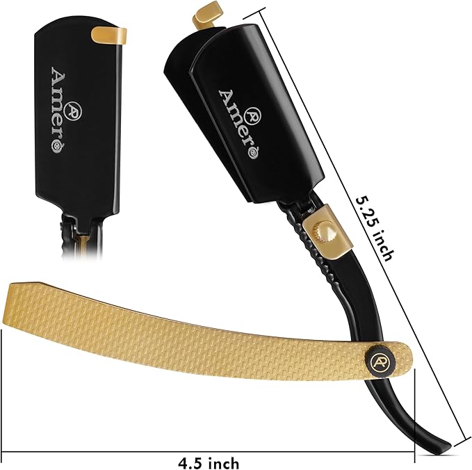 Cut-Throat Razor Straight Edge – Professional Stainless Steel Full Barber Razor holder for Beard, Moustache & Hairline Shaping – Premium Barber Tool & Grooming Accessory