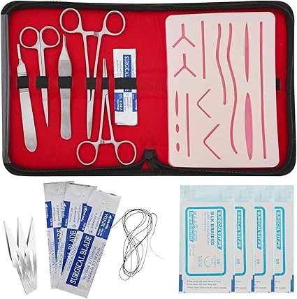 AmerÒ Complete Suture Practice Kit – Durable Suturing Pad with Pre-Cut Wounds, Tools & Suture Threads – Perfect for Students, Trainees & Skill Practice