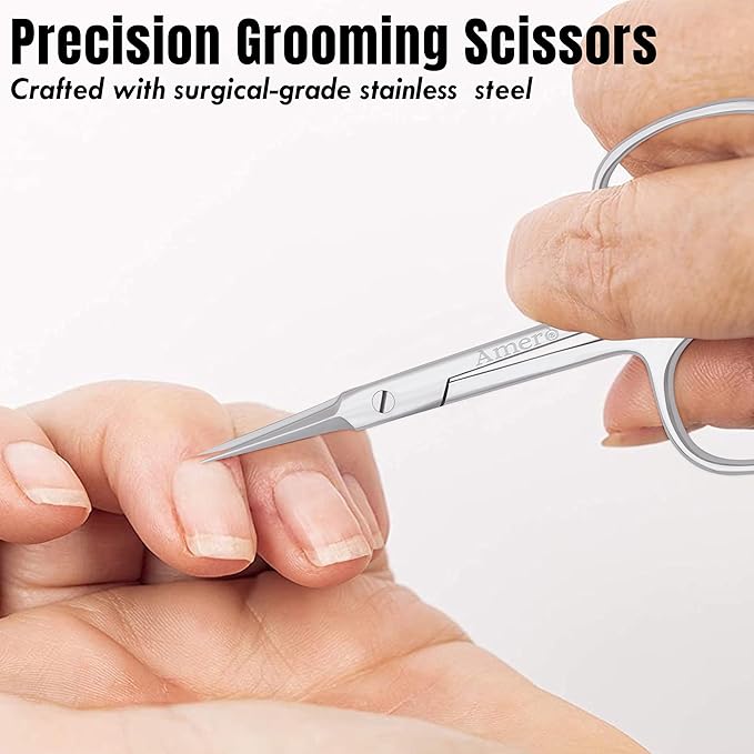 Professional Cuticle Scissors – Stainless Steel Nail Scissors for Cuticles, Eyebrow & Facial Hair Trimming – Sharp Precision Blades, Manicure & Pedicure Tools for Home & Salon Use Multicolor
