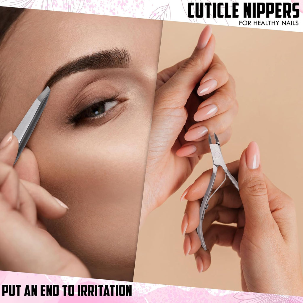 Professional 7-Piece Manicure Kit for Women & Men – Stainless Steel Nail Scissors, Tweezer, Cuticle Trimmer, Pusher, Nail File & Carry Case for Grooming