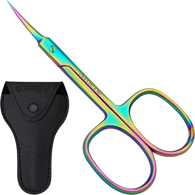 Professional Cuticle Scissors – Stainless Steel Nail Scissors for Cuticles, Eyebrow & Facial Hair Trimming – Sharp Precision Blades, Manicure & Pedicure Tools for Home & Salon Use Multicolor