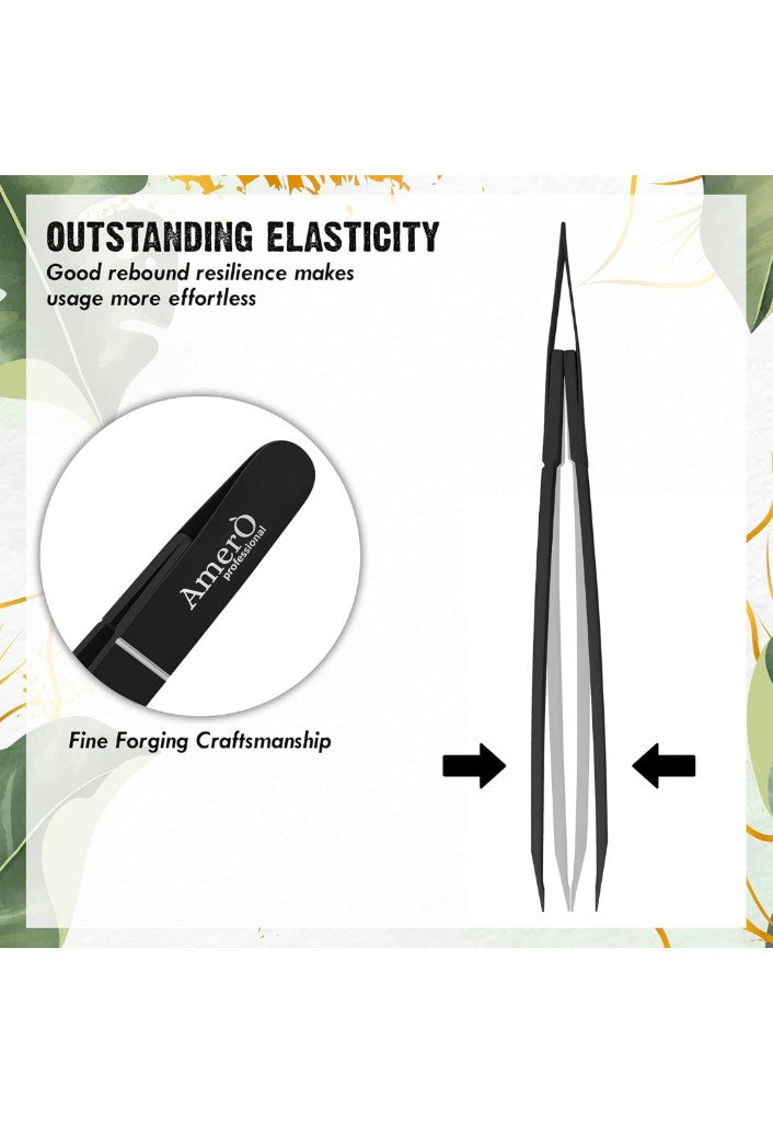 Professional Stainless Steel Eyebrow Tweezers for Women & Men – Precision Slant Tip Hair Removal Tool for Eyebrows, Facial Hair & Ingrown Hairs – Durable, Non-Slip Grip (Black)
