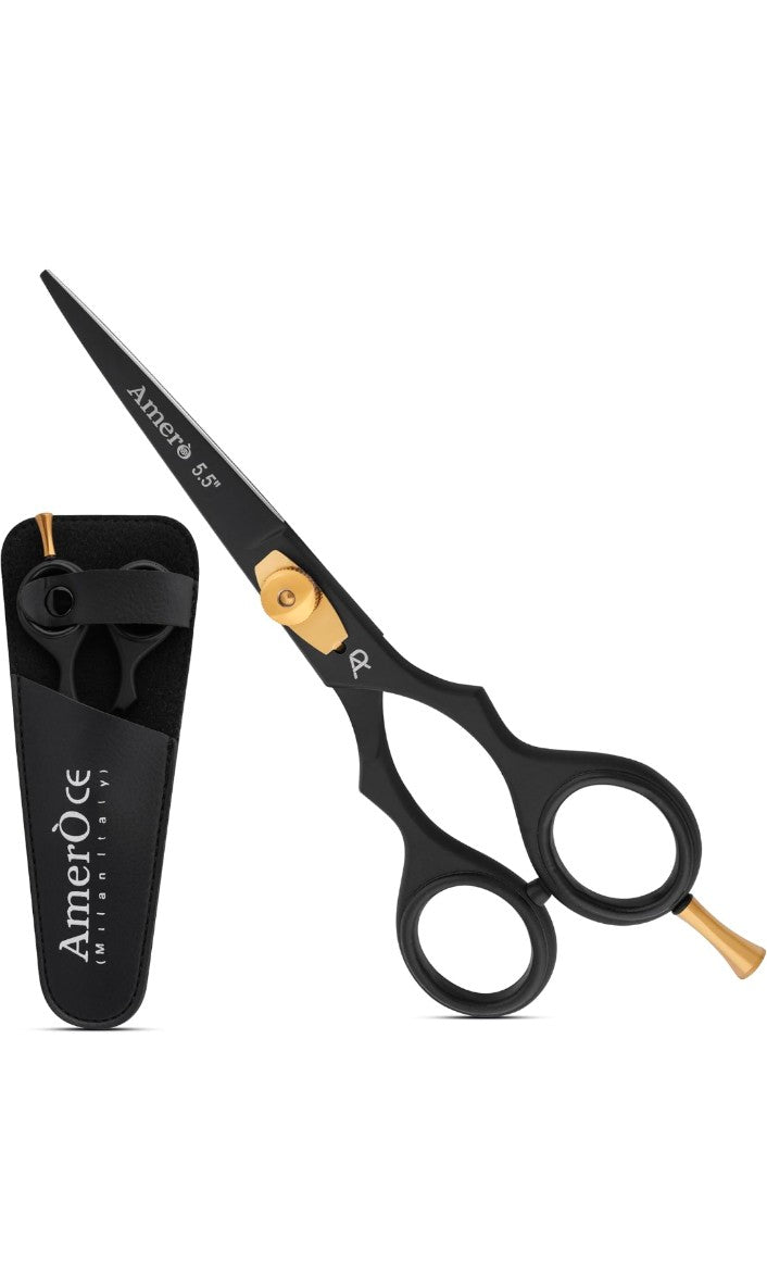 Professional 5.5-Inch Black Hair Cutting Scissor – Sharp Stainless Steel Barber Shear with Precision Blades & Ergonomic Grip
