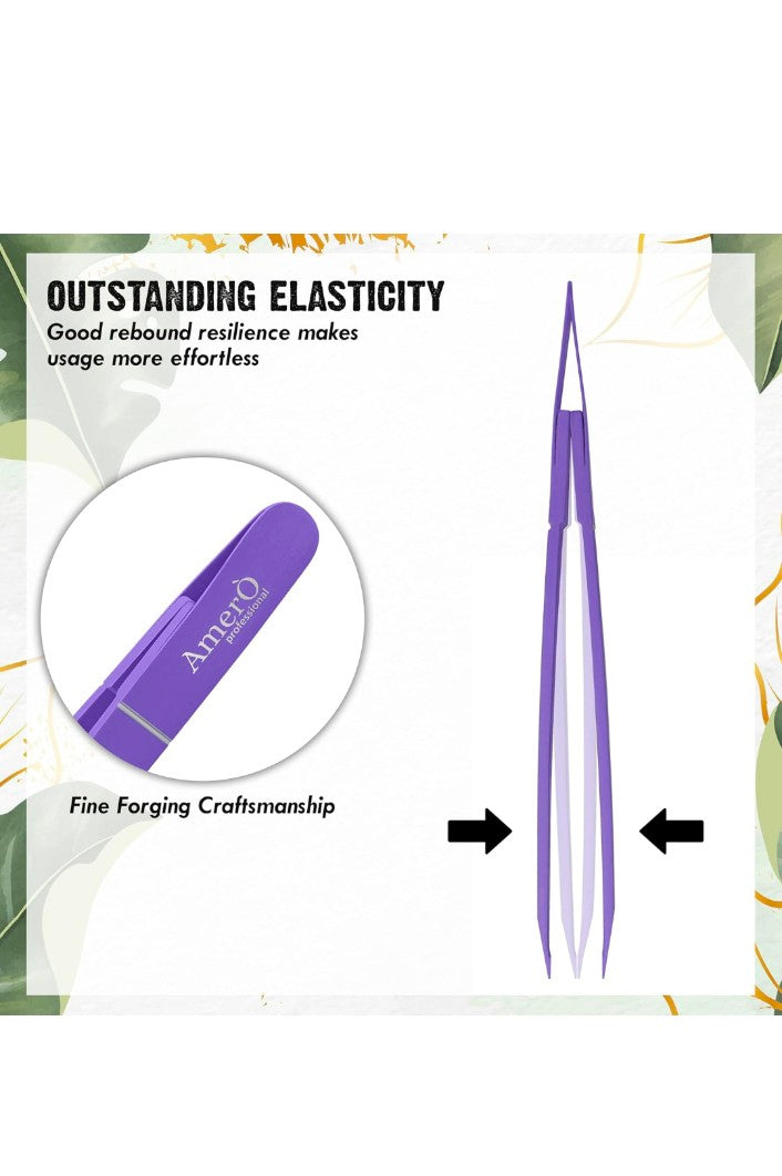 Professional Stainless Steel Eyebrow Tweezers for Women & Men – Precision Slant Tip Hair Removal Tool for Eyebrows, Facial Hair & Ingrown Hairs – Durable, Non-Slip Grip (Purple)