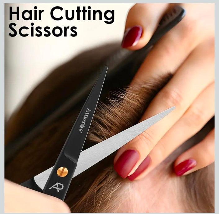 Amero Professional Barber Kit – Hair Cutting Scissors Set with Jaguar Pattern Scissor, Straight Edge Razor & Fine Tooth Comb – Hairdressing Kit for Men, Salon & Home Use