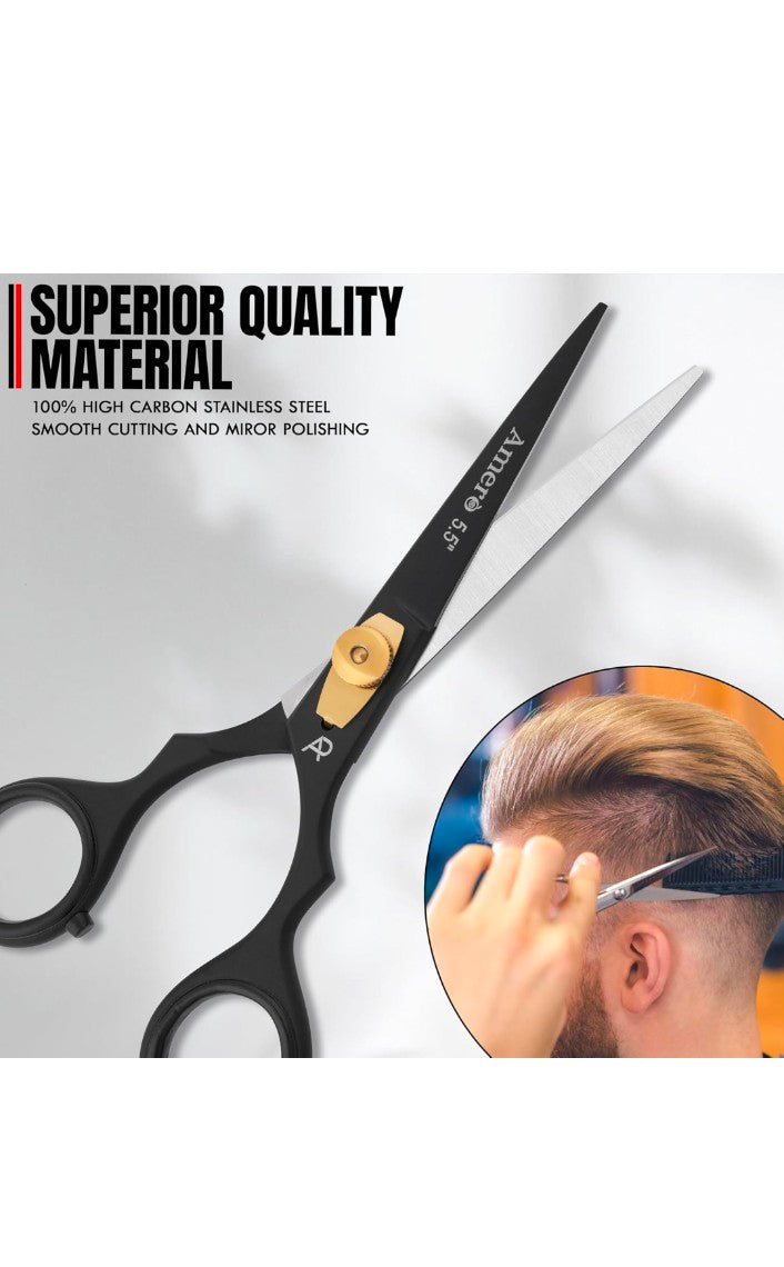 Professional 5.5-Inch Black Hair Cutting Scissor – Sharp Stainless Steel Barber Shear with Precision Blades & Ergonomic Grip