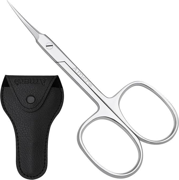 Professional Cuticle Scissors – Stainless Steel Nail Scissors for Cuticles, Eyebrow & Facial Hair Trimming – Sharp Precision Blades, Manicure & Pedicure Tools for Home & Salon Use Silver